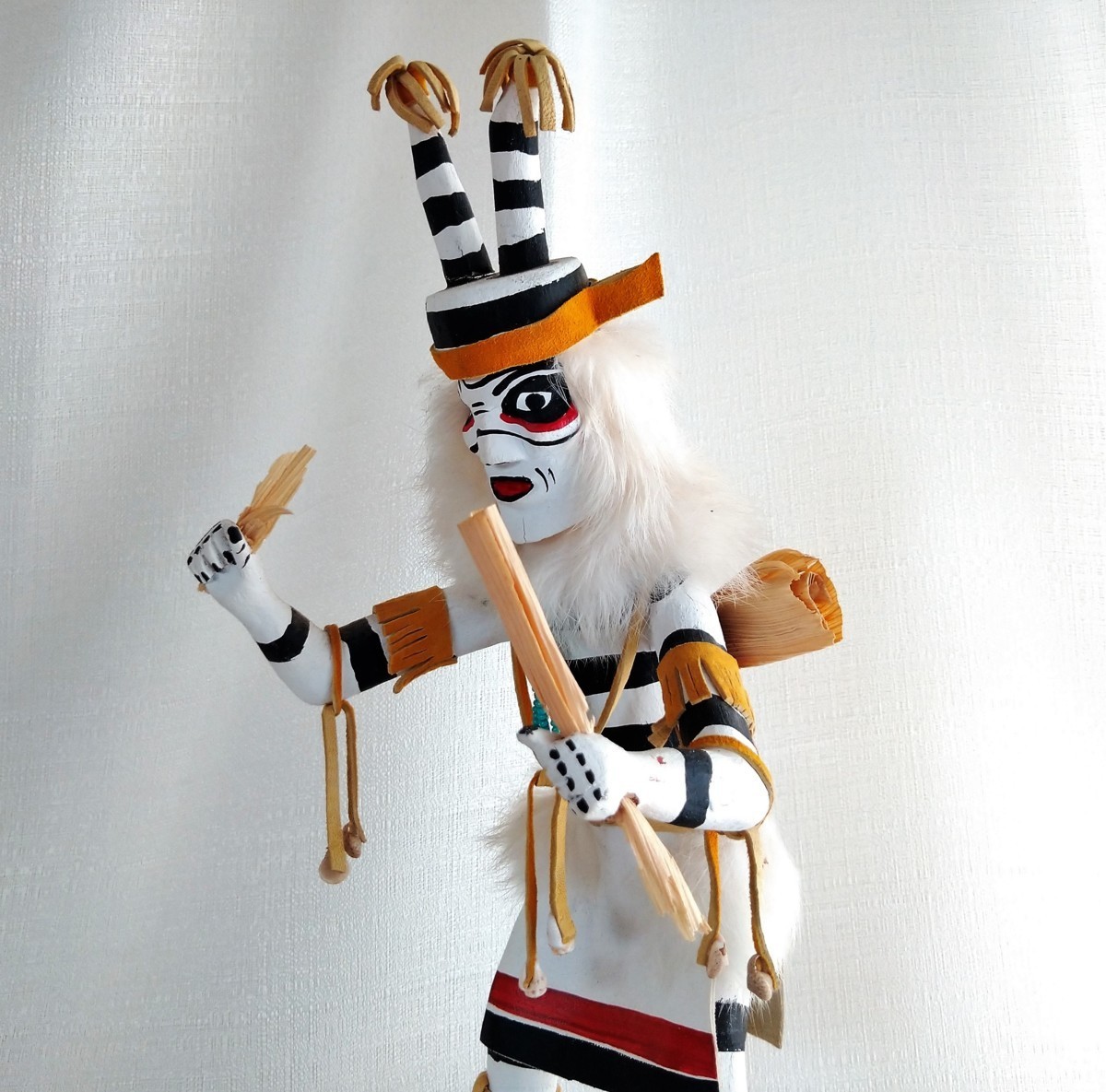 大サイズ クラウン・カチナドール 貝殻15点 道化師 ネイティブ・アメリカン/インディアン精霊 Kachina Doll Clown ハンドメイド/木彫り_画像3