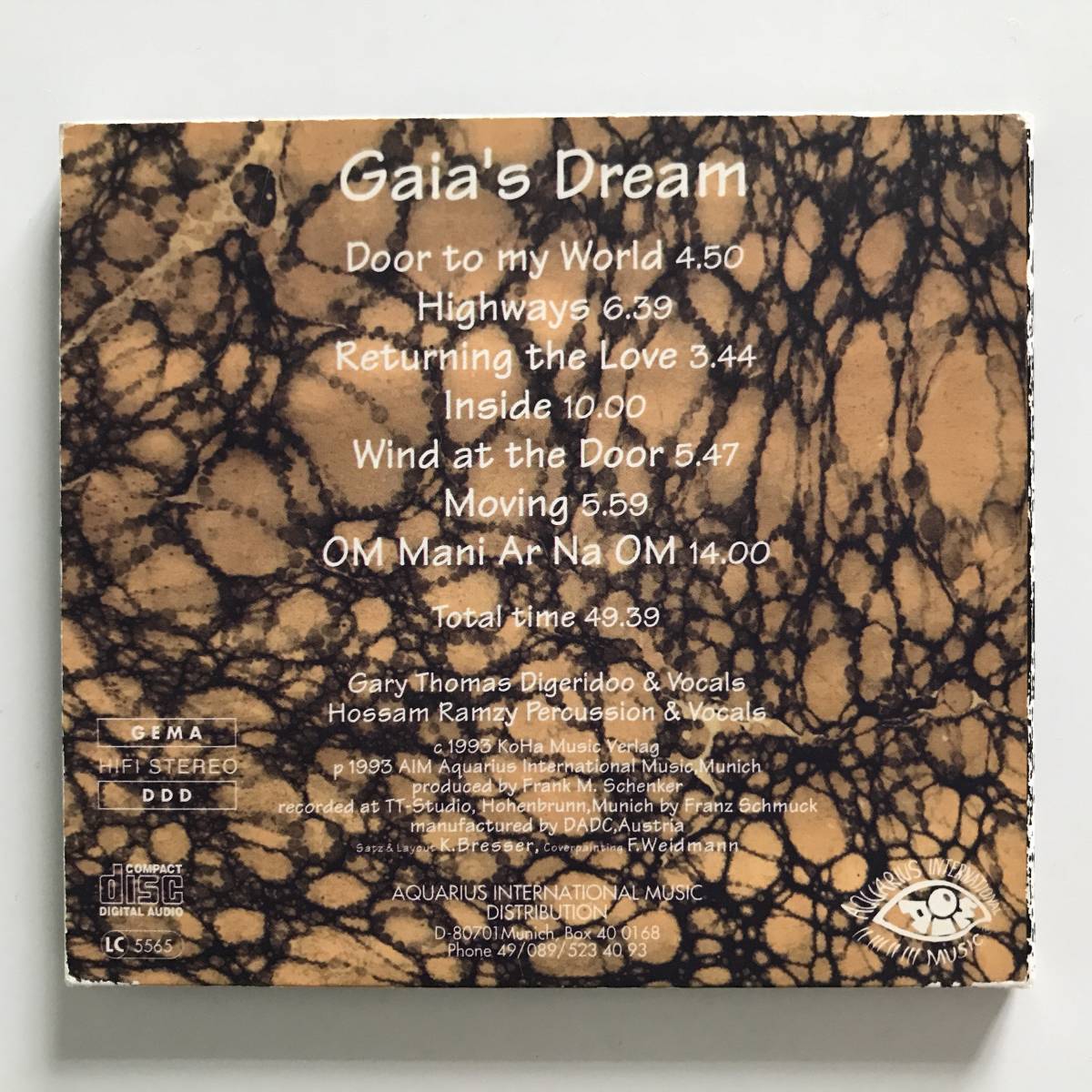 中古CD ディジリドゥー Gaia's Dream ゲイリー・トーマス Gary Thomas ホッサン・ラムジー Hossam Ramzy アボリジン アラブ アンビエント_画像2