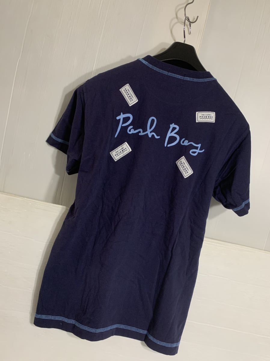 POSH BOY ポッシュボーイ　自重堂　デカロゴ 大　カスタムデザイン　半袖　Tシャツ　S ネイビー_画像9