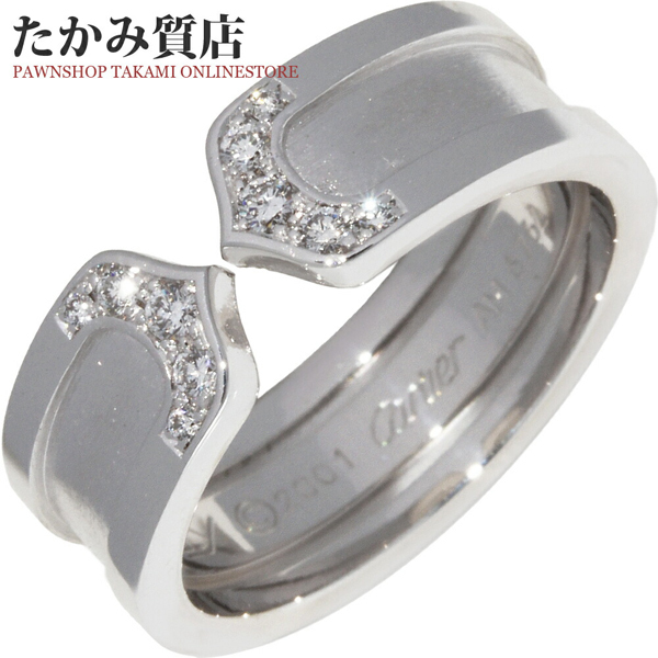 【新作入荷!!】  ダイヤ10P(0.09ct) K18WG カルティエ C2リング 指輪 B40442 SM ホワイトゴールド