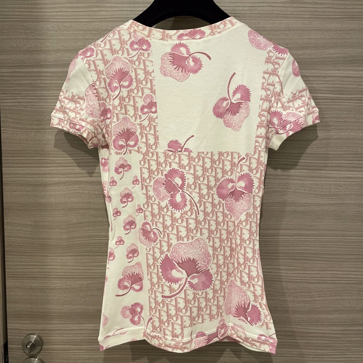 Christian Dior クリスチャン 花柄プリント Vネック Tシャツ