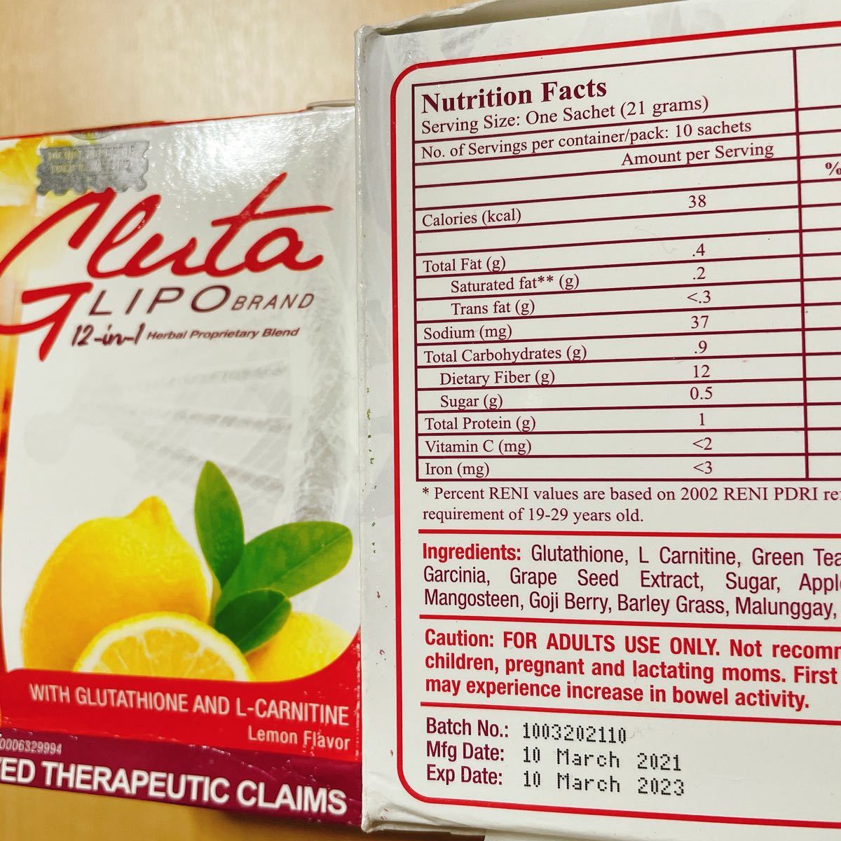 Gluta lipo darkchoco 25g×10pcs(1box) lemonade