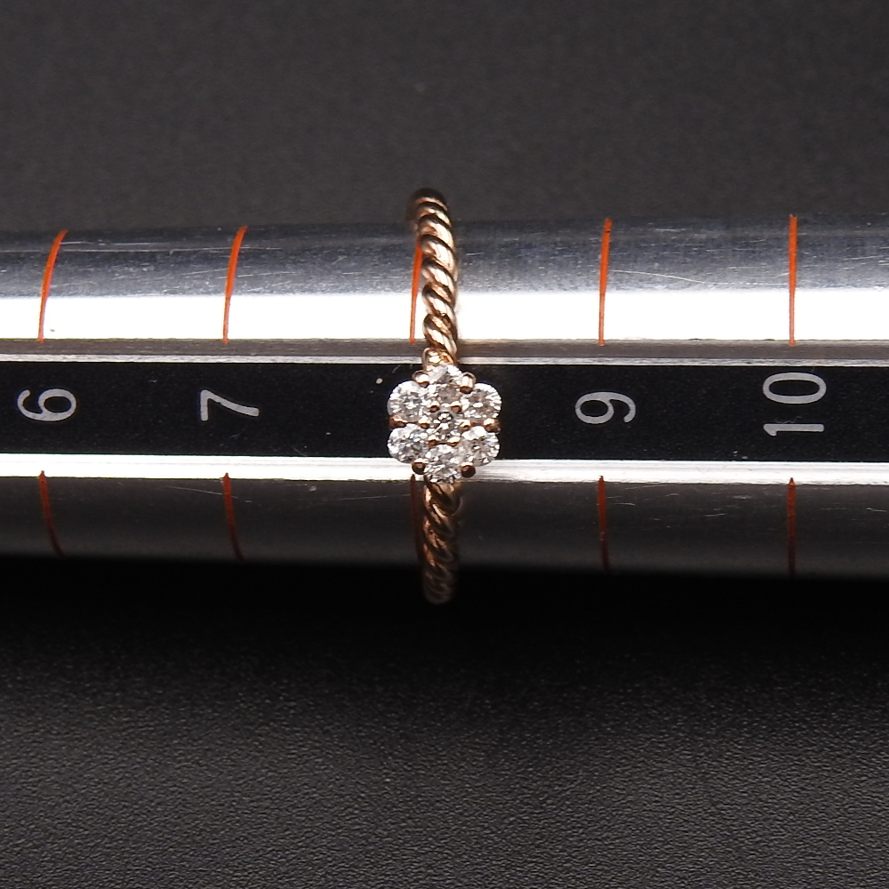 【美品】K18PG リング　FD0.10 サイズ＃8号 ダイヤ ダイヤモンド 総重量1.49g　指輪　ピンクゴールド_画像2