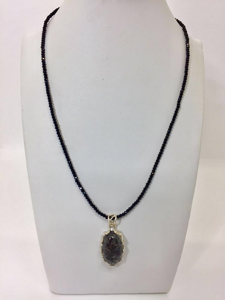 新品】ブラックルチルクォーツネックレス*希少*パワーストーン