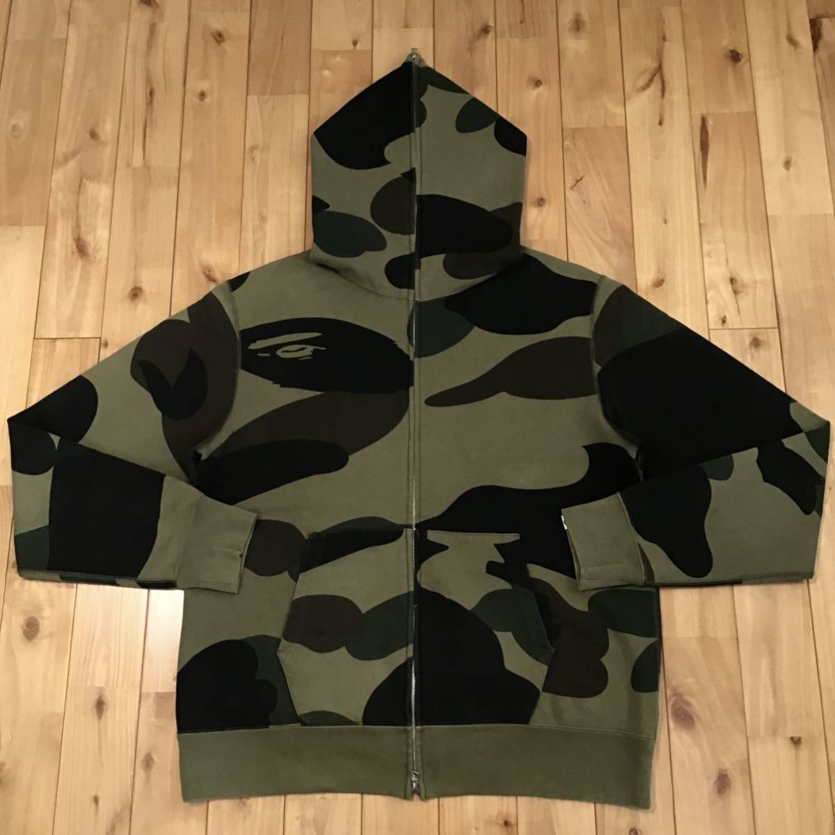 ★XL★ giant 1st camo green フルジップ パーカー a bathing ape bape full zip hoodie エイプ ベイプ アベイシングエイプ 迷彩 2558_画像2