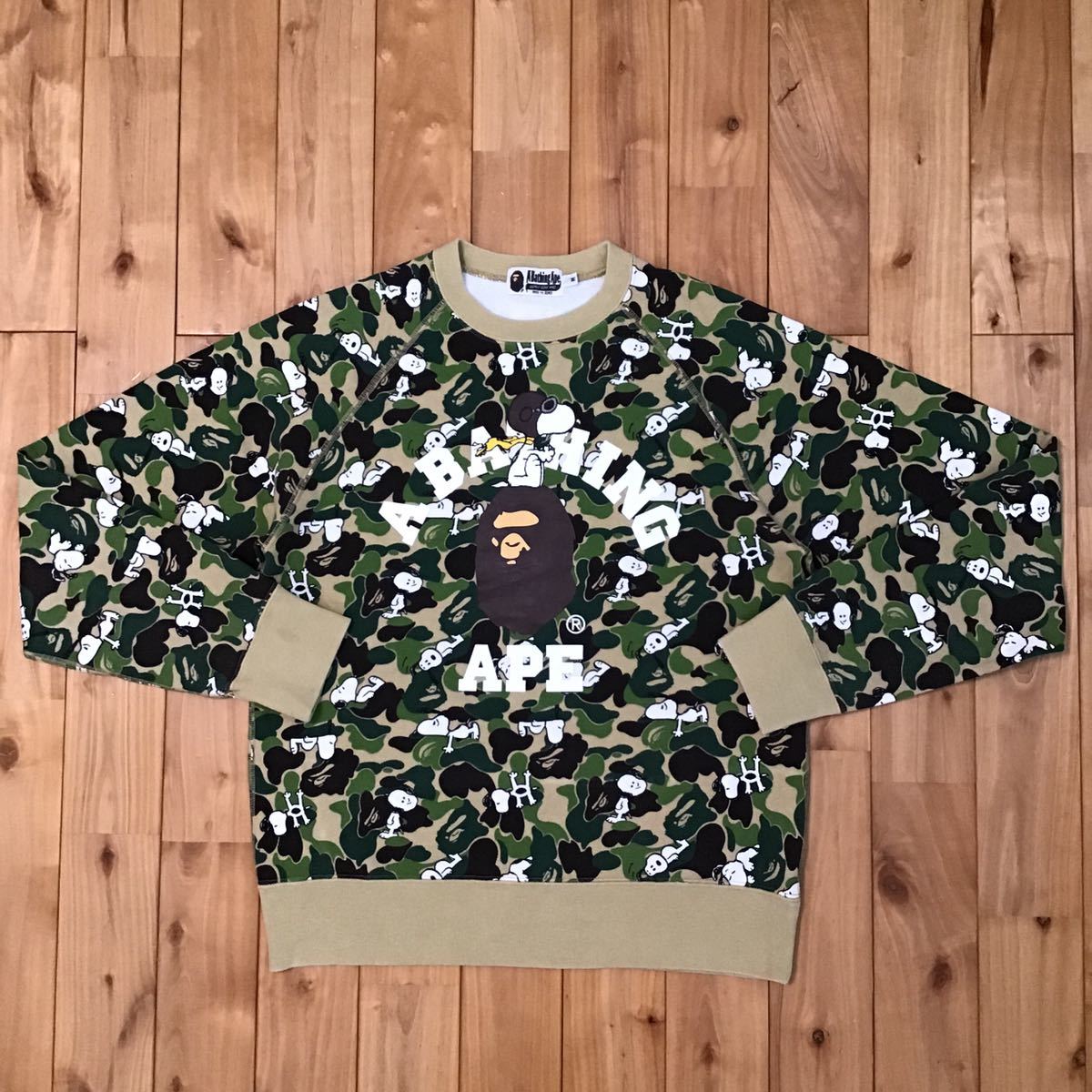 SNOOPY × BAPE ABC camo 長袖 スウェット Mサイズ a bathing ape bape スヌーピー ピーナッツ peanuts エイプ ベイプ ABCカモ 迷彩 3699_画像1