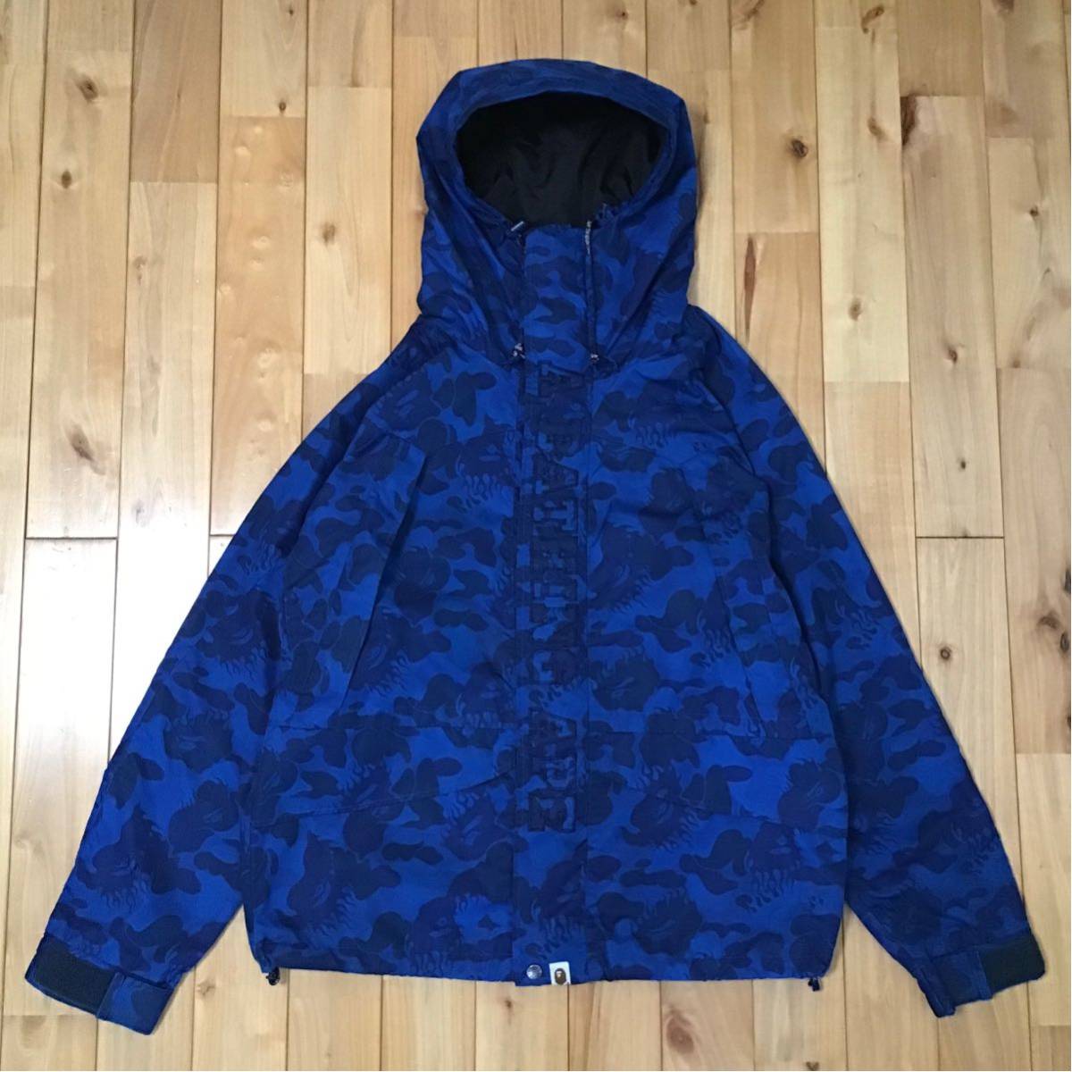 Fire camo スノボジャケット Lサイズ a bathing ape BAPE snow board jacket エイプ ベイプ アベイシングエイプ blue camo ファイヤーカモ_画像1