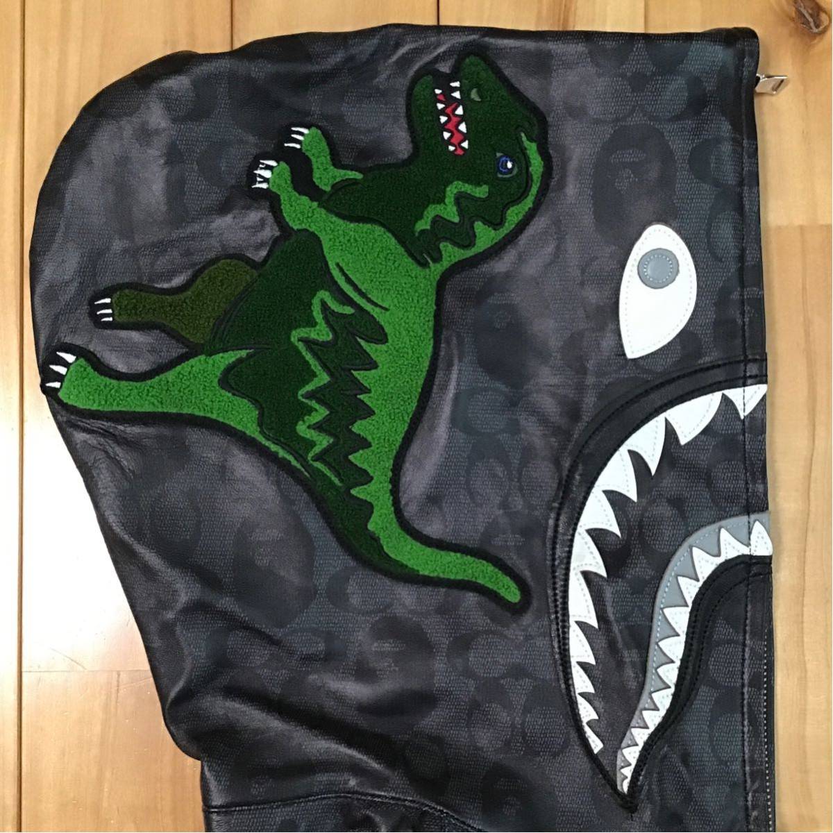 ★定価以下★ COACH BAPE LEATHER SHARK FULL ZIP HOODIE JACKET Lサイズ a bathing ape レザー シャーク パーカー エイプ ベイプ コーチ_画像3