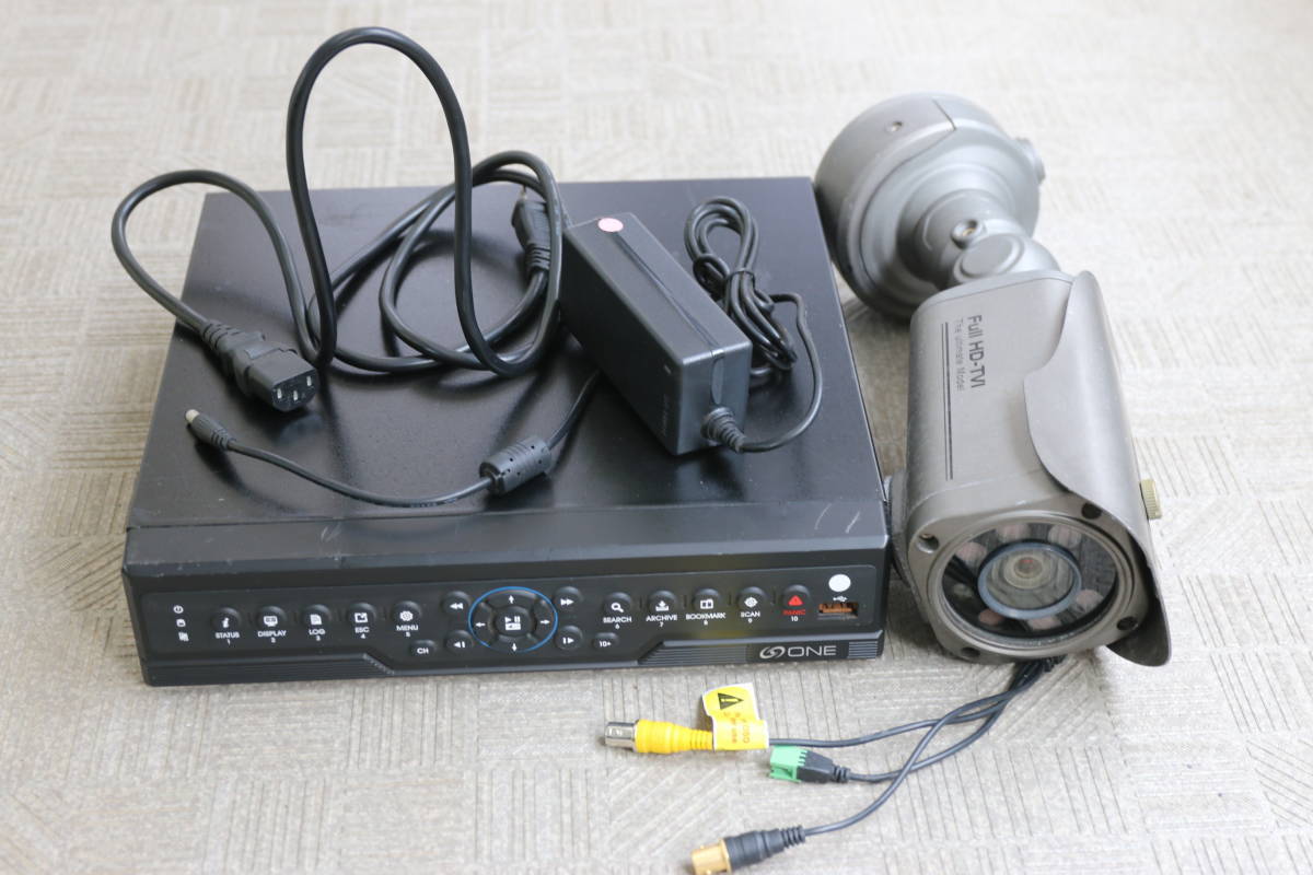 【動作OK】HD-TVI 220万画素 高画質防犯カメラセット 屋外対応赤外線カメラ ONE ジーネット OVR-4H DTC-1IR 2TB