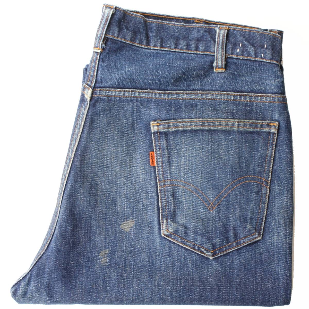 (14201)60s-70s LEVI\'S Levi's BIGE Vintage jeans W38-W40 ( remake American made America 60-70 period orange tabUSA big E stamp 10TALON)