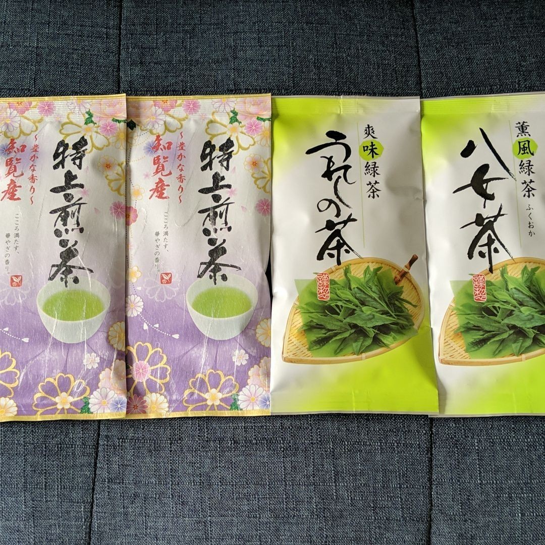 特上煎茶知覧茶×2　八女茶×1　うれしの茶×1