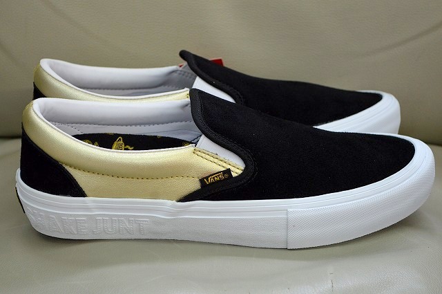 新品未使用 VANS バンズ SLIP ON PRO Shake Junt 別注 スリッポン プロ スエード ブラック ゴールド 10,450円 送料無料 US8.5 26センチの画像6