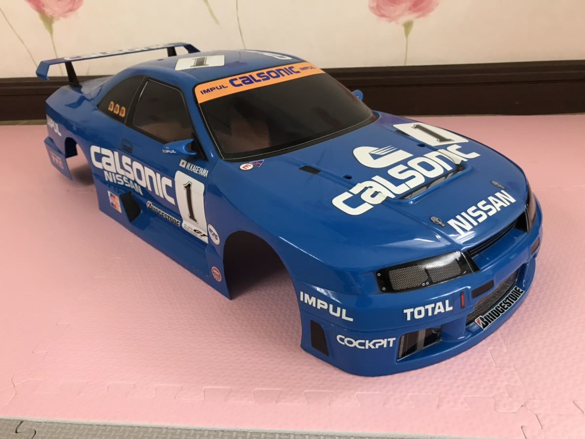 送料無料　1/8 タミヤ　日産　カルソニックスカイライン　GT-R R33 塗装済み ラジコン　ボディ　TAMIYA NISSAN SKYLINE CALSONIC