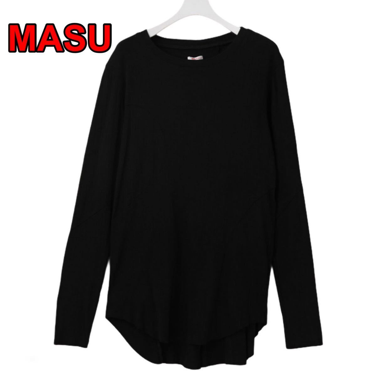 【新品】即決★ MASU エムエーエスユー マス ★クルーネック 長袖カットソー 長袖Tシャツ ブラック L WAVING PATTERN LONG T-SHIRT_画像1