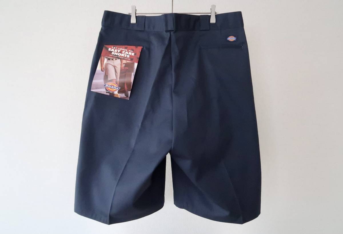 極太シルエット＆DEADSTOCK オールドDickies ダークネイビーツイル 13インチワークショーツ W40 メキシコ製/ビンテージショートパンツ