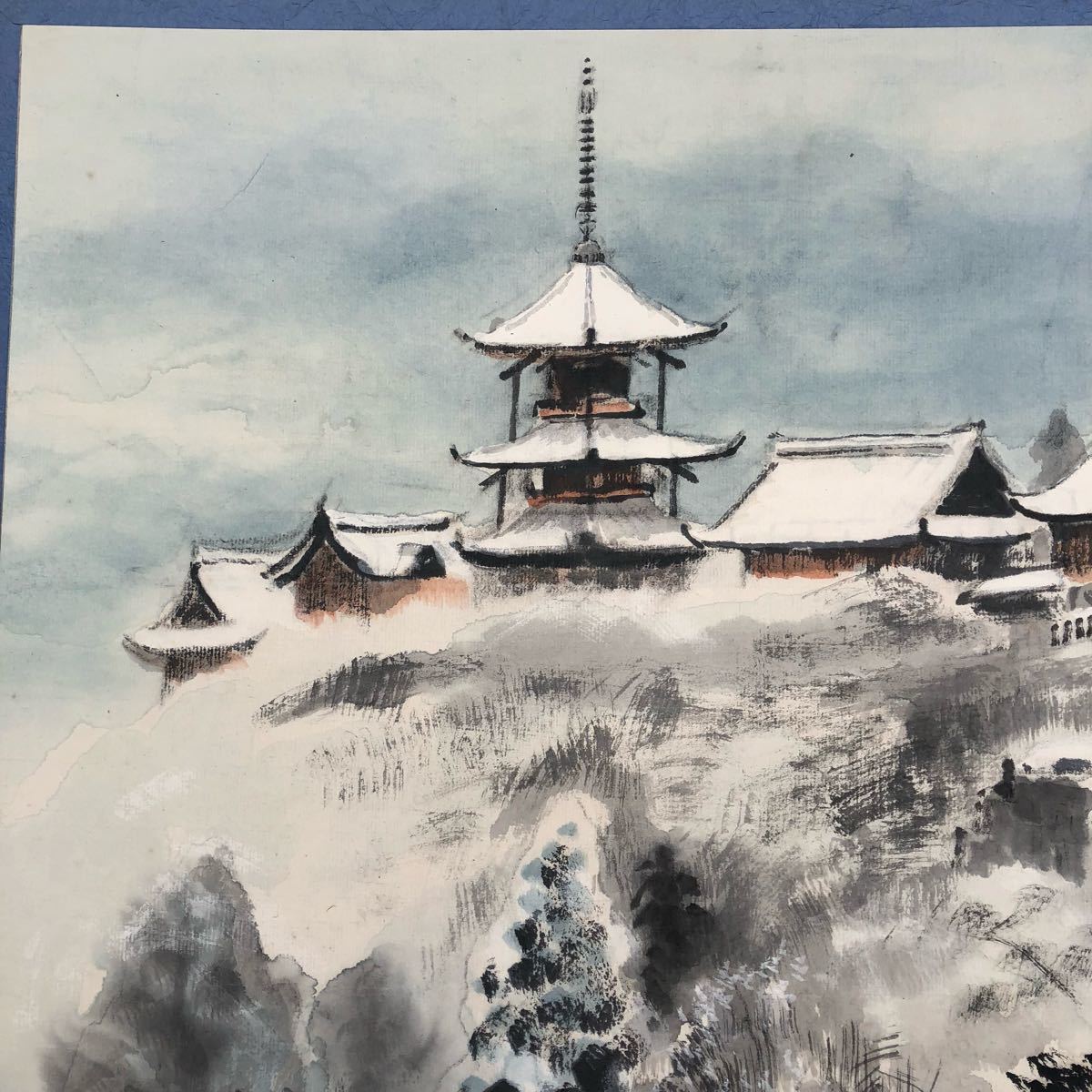 最終値下げ!【水墨画】三水公平/雪の清水寺/世界遺産/京都/真作/墨絵