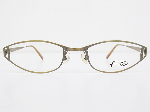 ∞【デッドストック】Flair フレアー 眼鏡 メガネフレーム 596 53[]17-135 メタル フルリム ブラウン ドイツ製 □H8_画像1