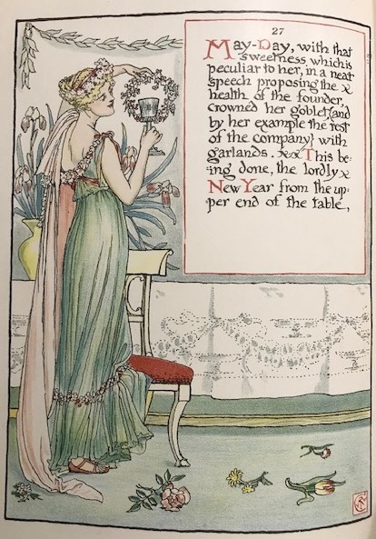 【特価】　＊100年前の絵本箱＊ 　≪ 　ウォルター　クレイン　 ≫ アンティーク石版画　 A MASQUE OF DAYS 　 1901年 　WALTER CRANE