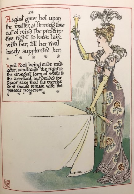 【特価】　＊100年前の絵本箱＊ 　≪ 　ウォルター　クレイン　 ≫ アンティーク石版画　 A MASQUE OF DAYS 　 1901年 　WALTER CRANE