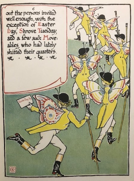 【特価】　＊100年前の絵本箱＊ 　≪ 　ウォルター　クレイン　 ≫ アンティーク石版画　 A MASQUE OF DAYS 　 1901年 　WALTER CRANE