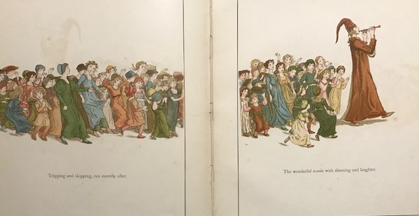 [ special price ] *100 year front. picture book box * { Kate Gree na way } antique tree . woodblock print THE PIED PIPER OF HAMELIN 1888 year 