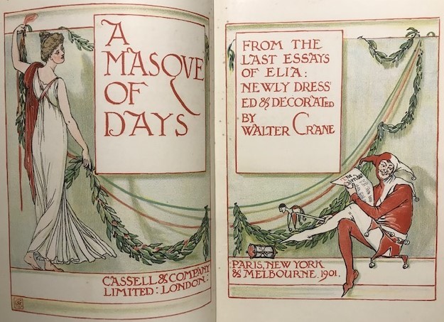 【特価】　＊100年前の絵本箱＊ 　≪ 　ウォルター　クレイン　 ≫ アンティーク石版画　 A MASQUE OF DAYS 　 1901年 　WALTER CRANE