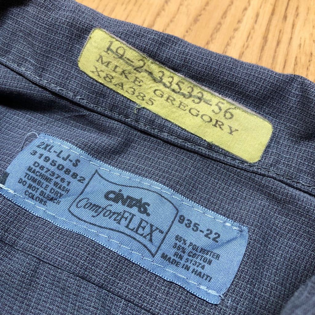 CINTAS／シンタス メンズ 2XL ワークシャツ 半袖シャツ トップス 薄地 刺繍ワッペン 二つポケット バックプリント アメカジ USA古着_画像7