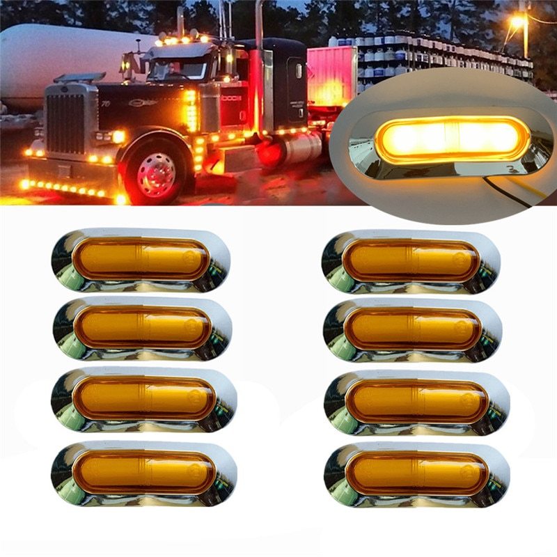 8個 セット キット サイドマーカー アンバー ライト ランプ LED インジケーター 照明 外装 カスタム ドレスアップ トラック トレーラー_画像1