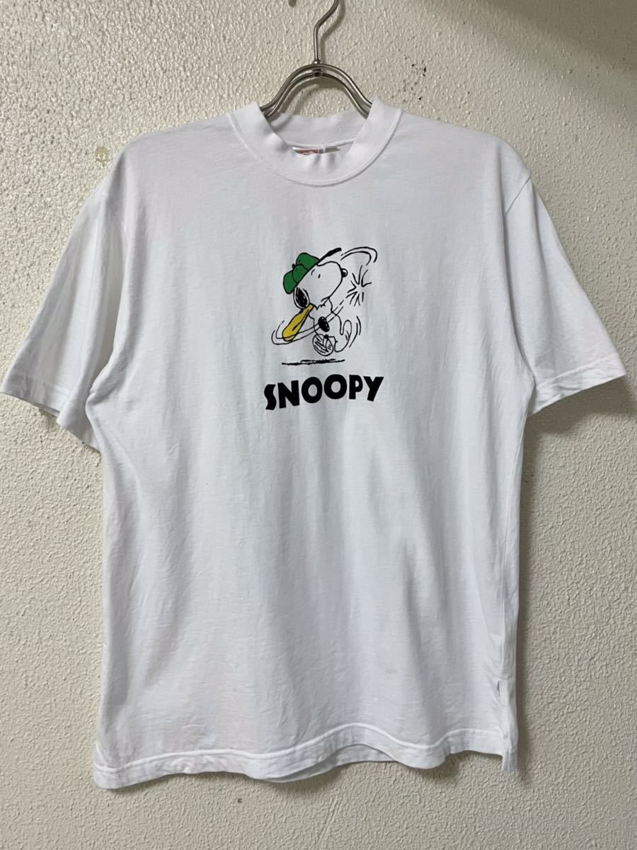 SNOOPY スヌーピー モックネック Tシャツ 白　M-L_画像1