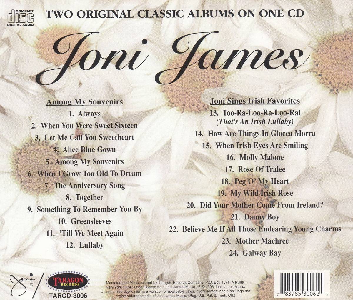 輸 Joni James Among My Souvenirs & Joni Sings Irish Favorites◆規格番号■TARCD-3006◆送料無料■即決●交渉有_画像2