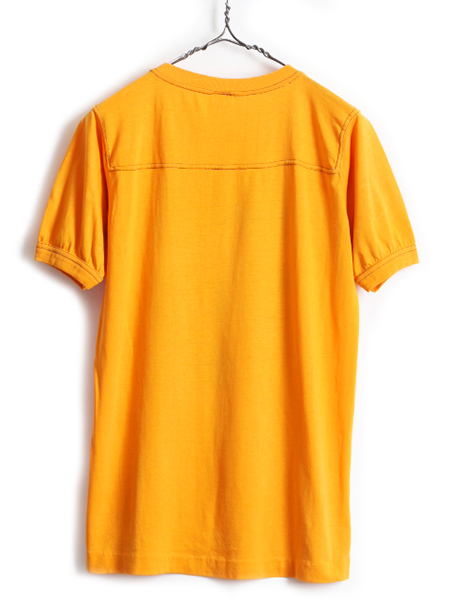 80's USA製 ビンテージ ■ カレッジ ナンバリング プリント 半袖 フットボール Tシャツ ( メンズ 小さめ L ) 古着 80年代 黄 黒 プリントT_画像6
