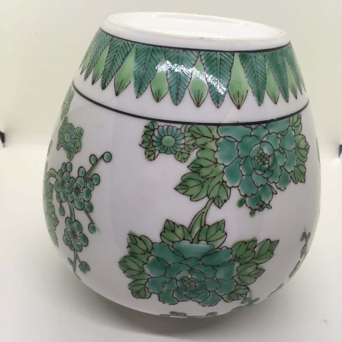 有田焼 秀峰釜 花瓶 エメラルドグリーン 金箔 緑 雉の番｜Yahoo