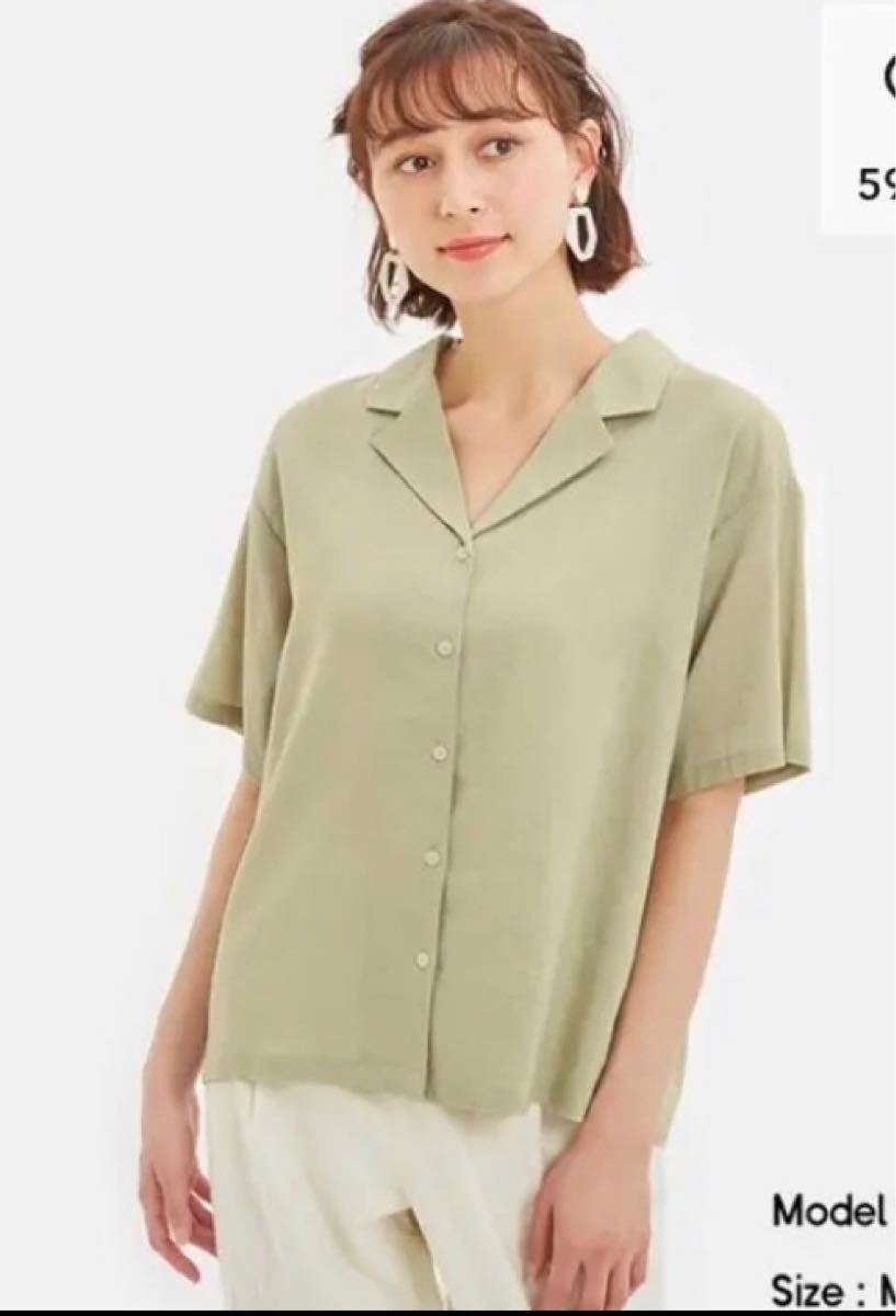 値下 GU 完売入手不可能品 リネンブレンドオープンカラーシャツ(5分袖) サイズS｜PayPayフリマ
