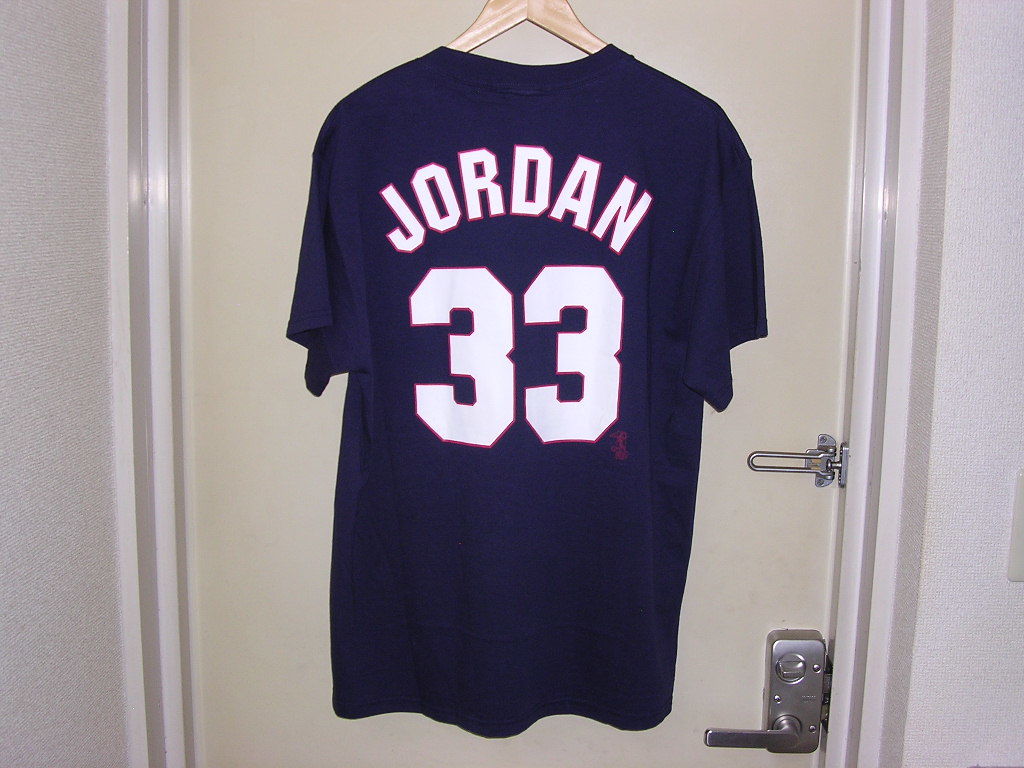 美品 90s 00s Majestic MLB Atlanta Braves #33 JORDAN Tシャツ L vintage old ブレーブス ナンバリングの画像2