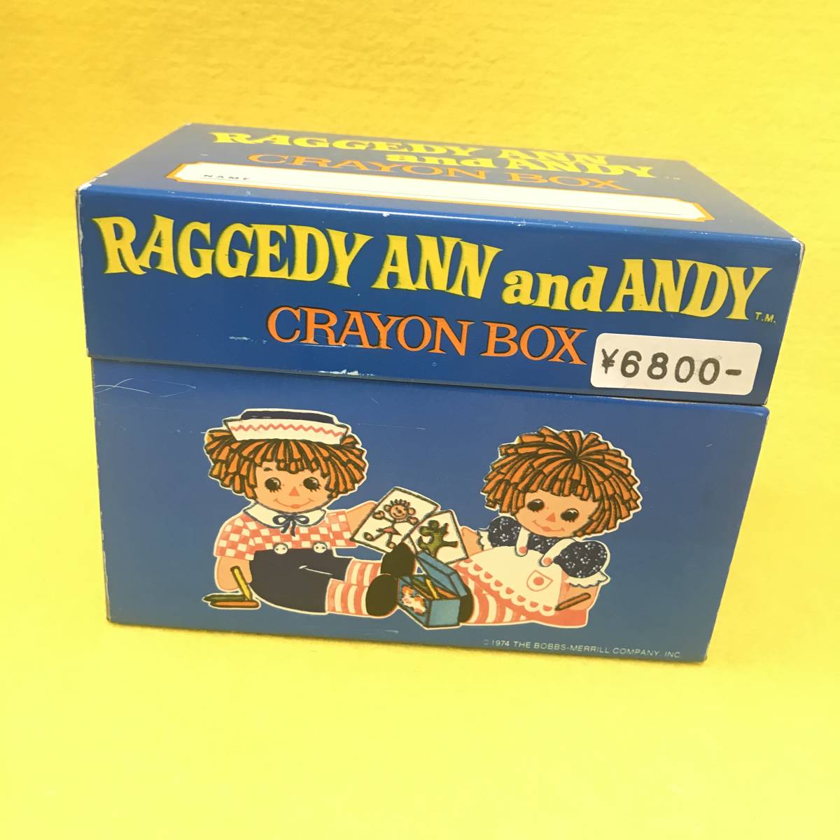 ヴィンテージ☆Raggedy Ann & Andy　ラガディ　アン　CRAYON BOX　ティン缶☆クレヨンボックス、レトロ、カントリー、レシピボックス