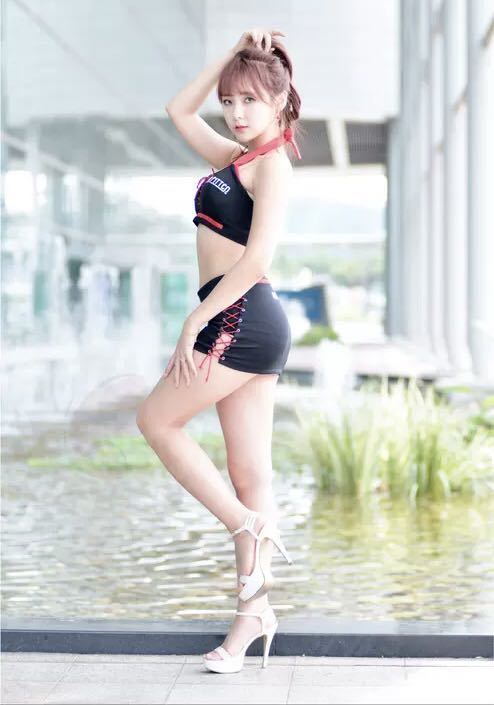 レースクイーン ロゴ入り RQ 衣装 キャンギャル コスプレ コンパニオン 上下セット ブラック&レッドライン セパレート
