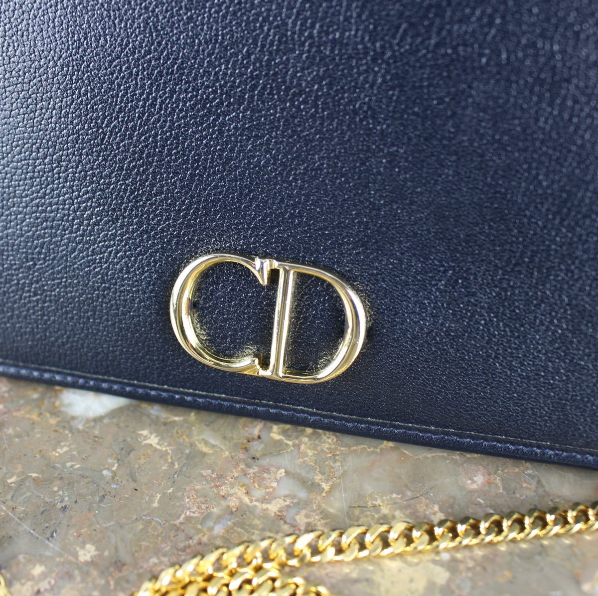 Christian Dior LOGO LEATHER CHAIN SHOULDER BAG MADE IN FRANCE