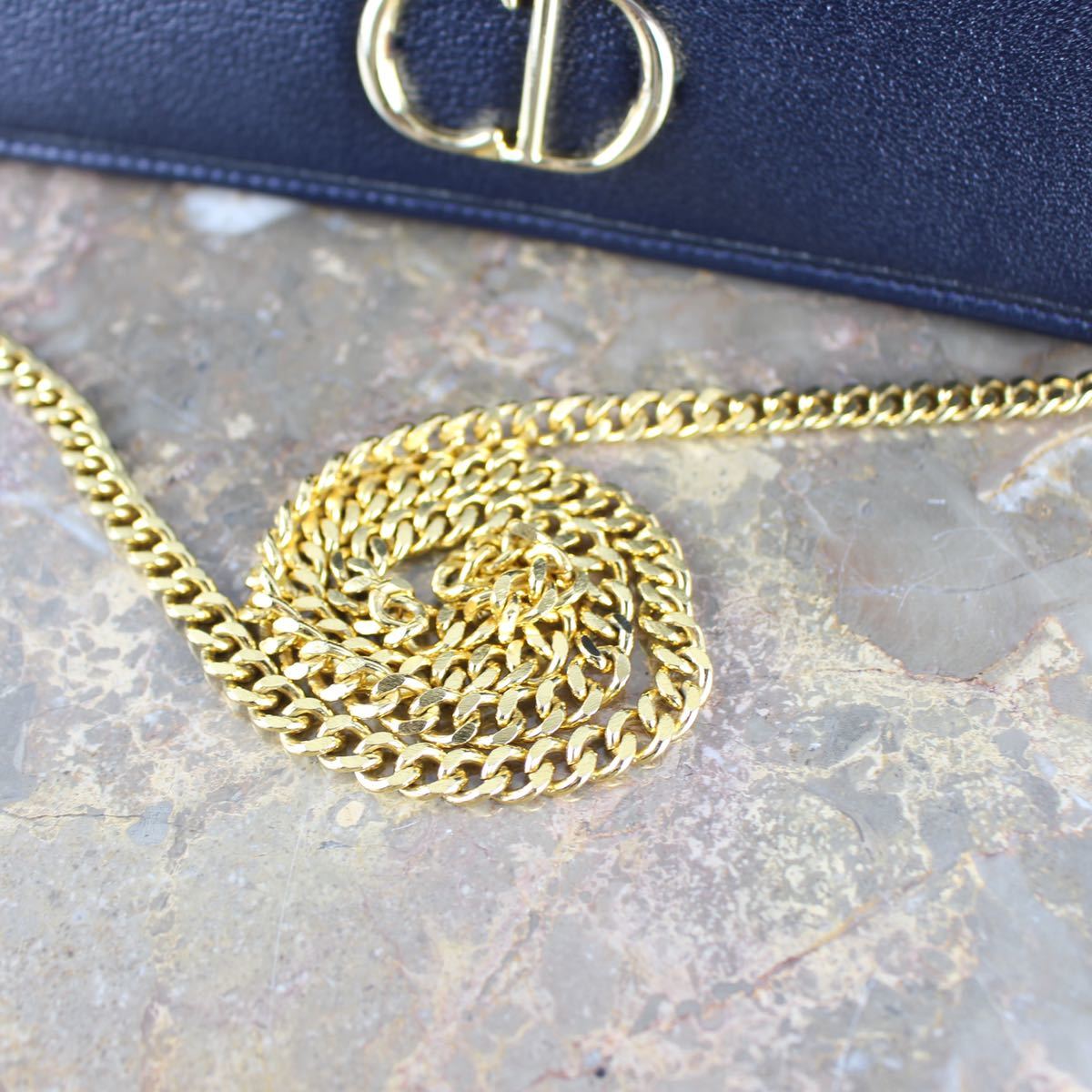 Christian Dior LOGO LEATHER CHAIN SHOULDER BAG MADE IN FRANCE