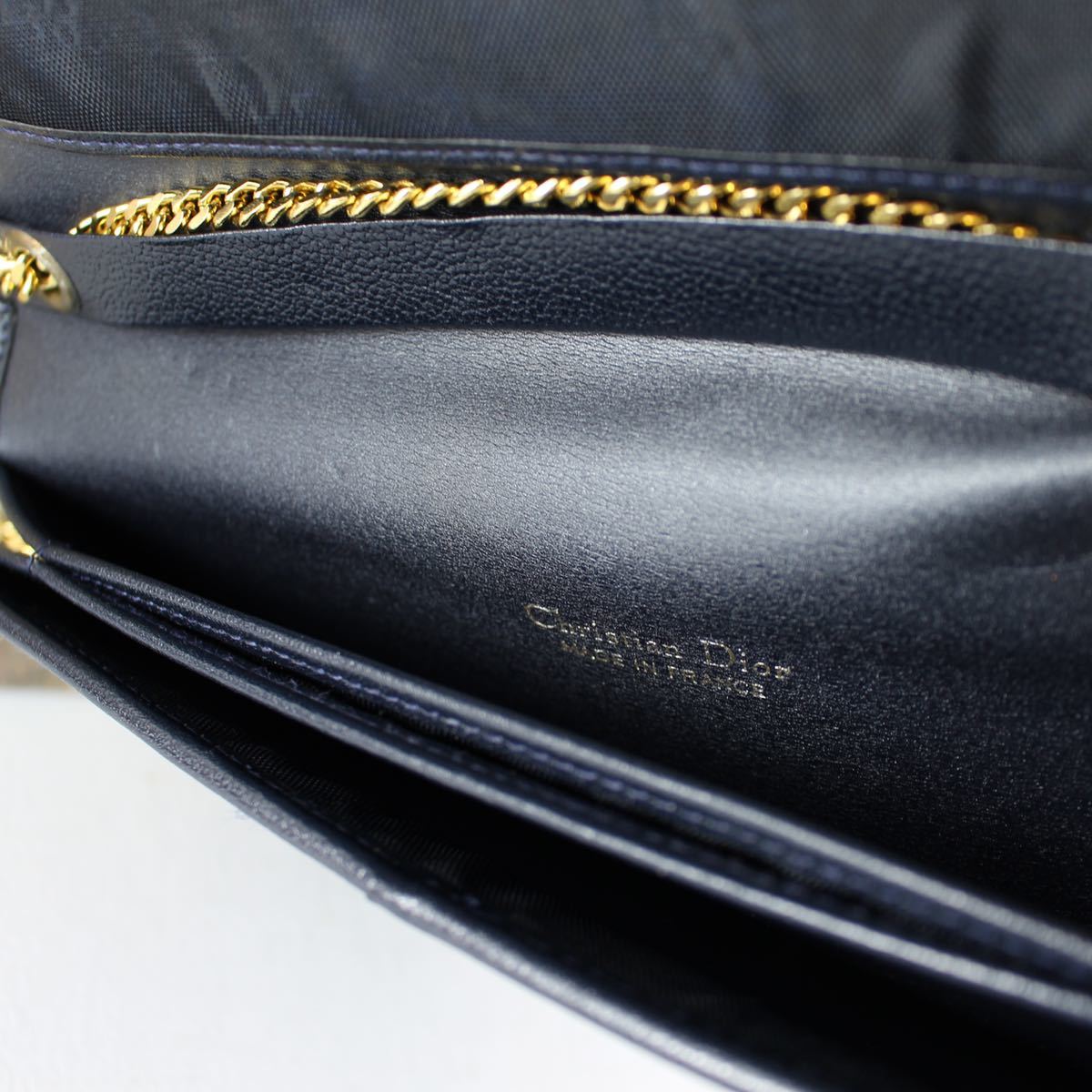 Christian Dior LOGO LEATHER CHAIN SHOULDER BAG MADE IN FRANCE/クリスチャンディオールロゴレザーチェーンショルダーバッグ