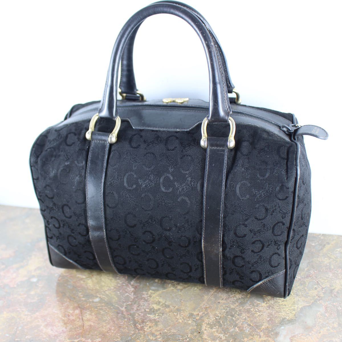 OLD CELINE CARRIAGE LOGO MACADAM PATTERNED BOSTON BAG MADE IN ITALY/オールドセリーヌ馬車ロゴマカダム柄ボストンバッグ