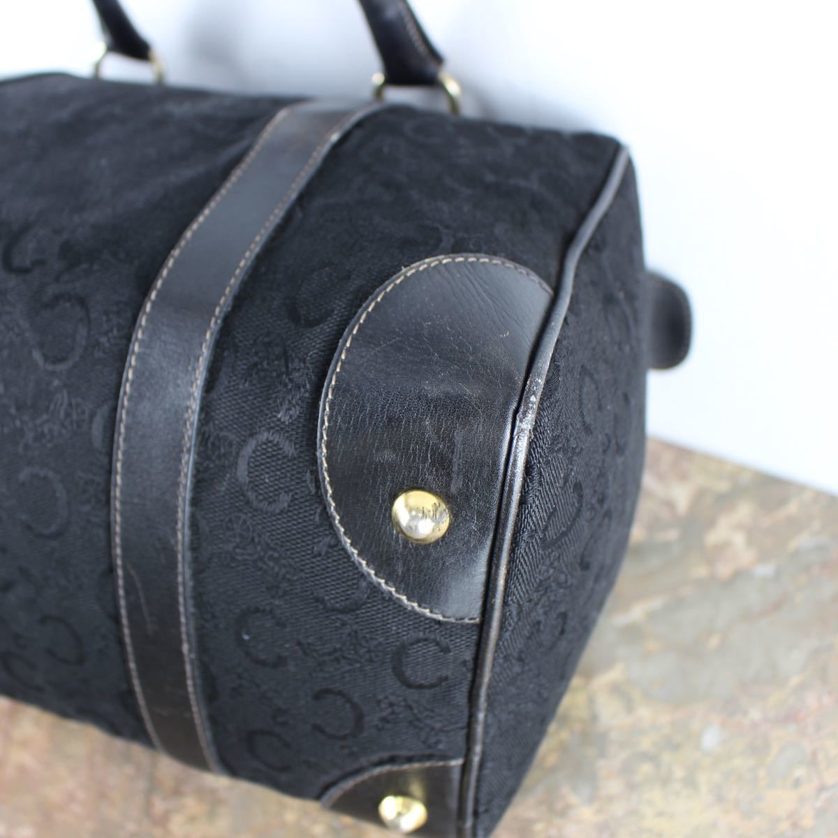 OLD CELINE CARRIAGE LOGO MACADAM PATTERNED BOSTON BAG MADE IN ITALY/オールドセリーヌ馬車ロゴマカダム柄ボストンバッグ