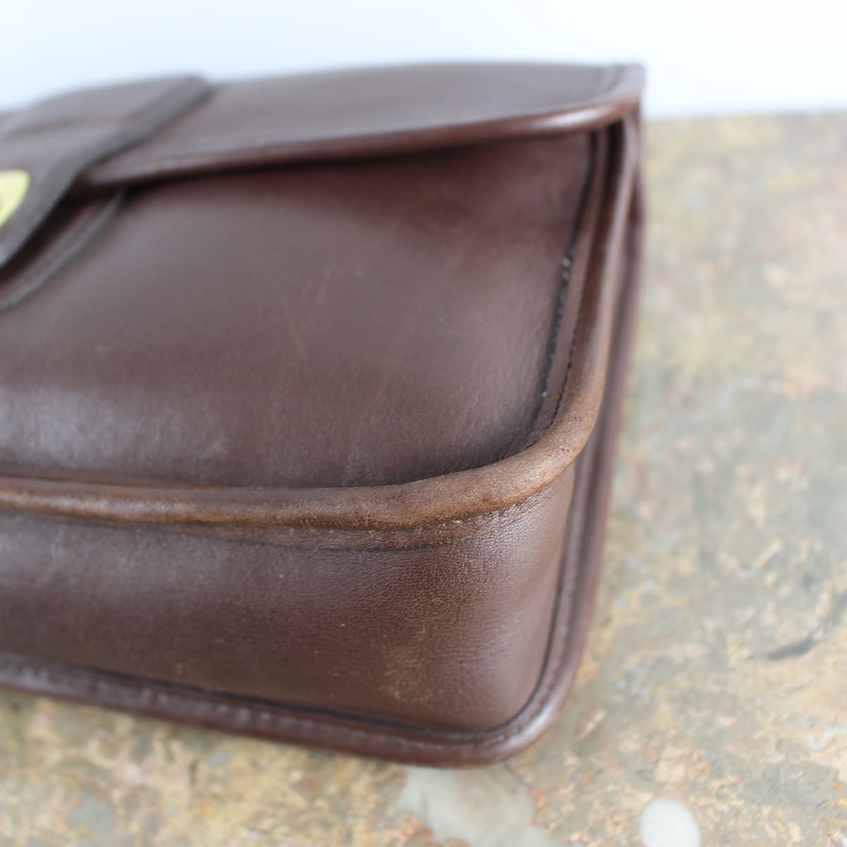OLD COACH TURN LOCK LEATHER CLUTCH BAG MADE IN USA/オールドコーチターンロックレザークラッチバッグ_画像6