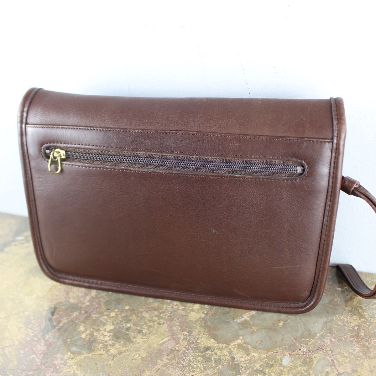OLD COACH TURN LOCK LEATHER CLUTCH BAG MADE IN USA/オールドコーチターンロックレザークラッチバッグ_画像3