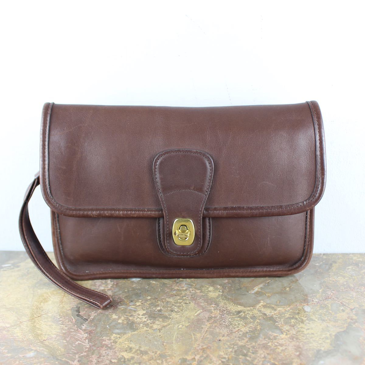 OLD COACH TURN LOCK LEATHER CLUTCH BAG MADE IN USA/オールドコーチターンロックレザークラッチバッグ_画像1