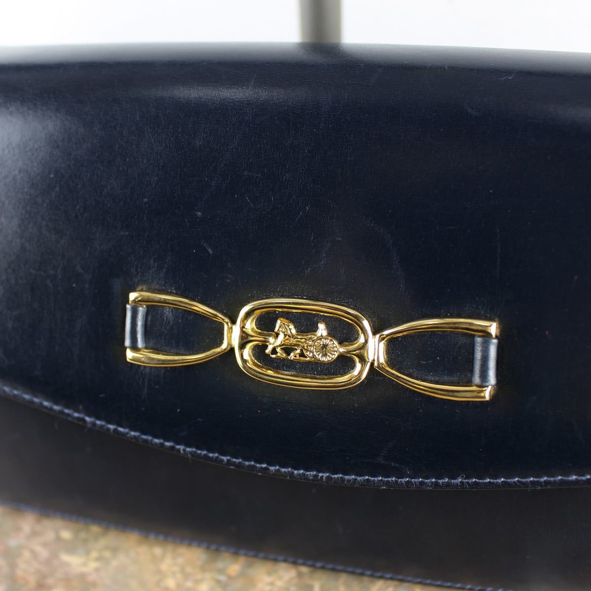 VINTAGE CELINE CARRIAGE LOGO LEATHER SHOULDER BAG MADE IN FRANCE/ヴィンテージセリーヌ馬車ロゴレザーショルダーバッグ