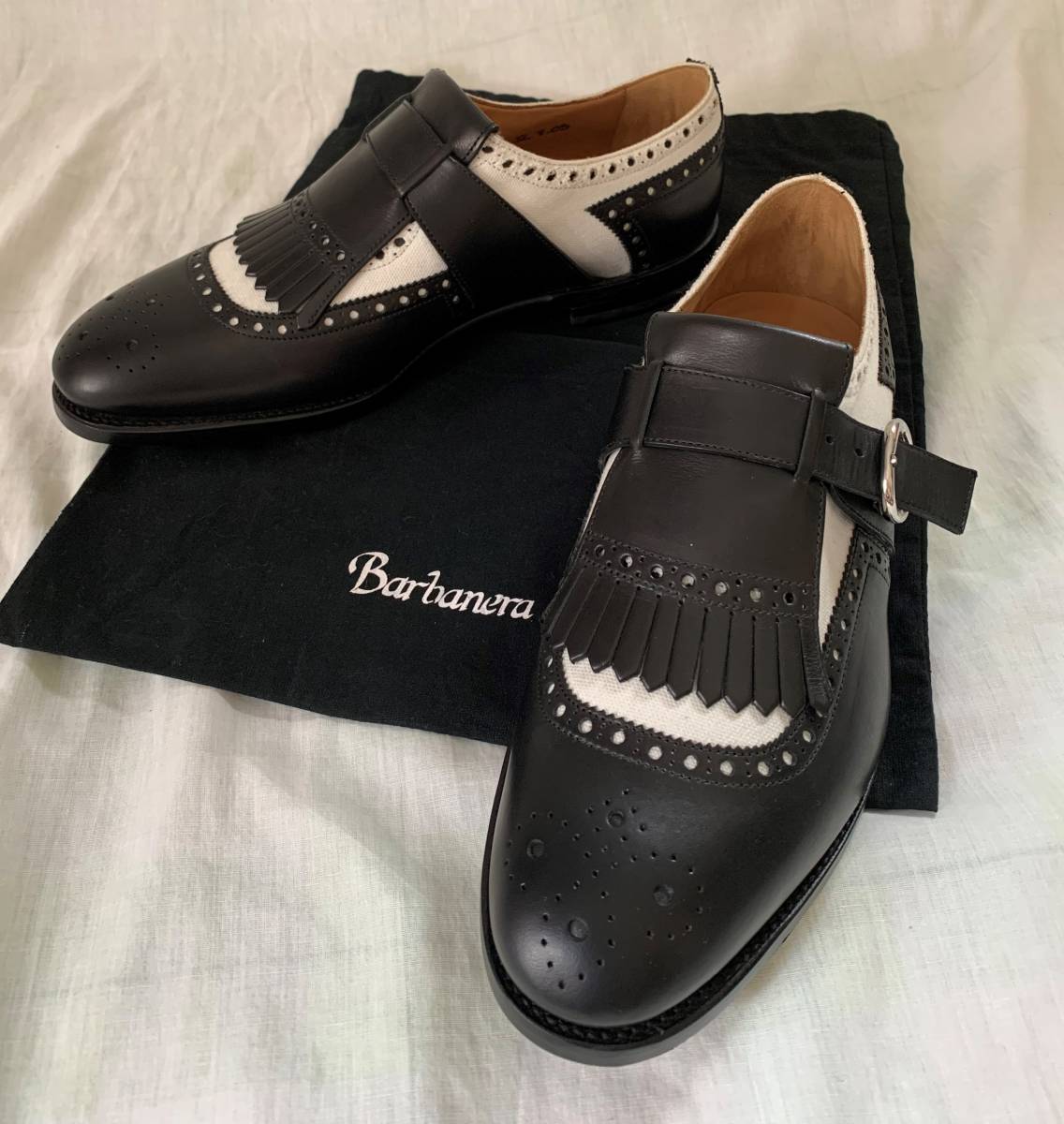 * prompt decision * new goods cheap * bar spring -la(BARBANERA) quilt tassel single monk shoes * Italy made * regular price 99,360 jpy *7.5* black × white *