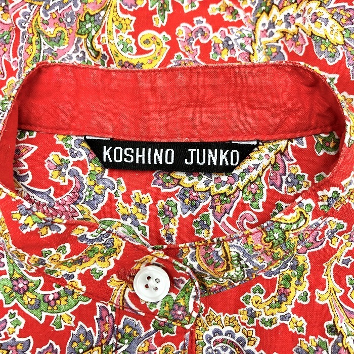KOSHINO JUNKO コシノジュンコ - レディース 女性 プルオーバーシャツチュニック バティック柄 キモノスリーブ バンドカラー - オレンジ系_画像3