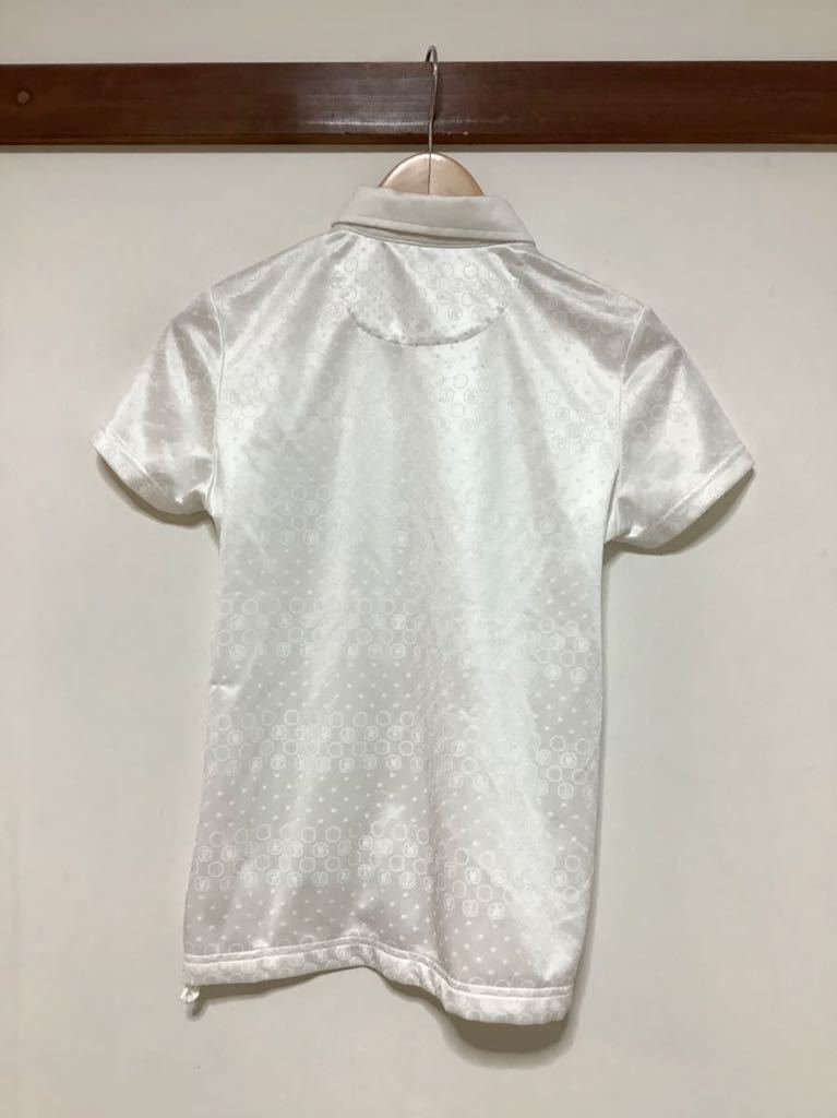 た763 Munshingwear マンシングウェア 総柄 半袖ポロシャツ メッシュポロシャツ M 白 ホワイト レディース_画像2
