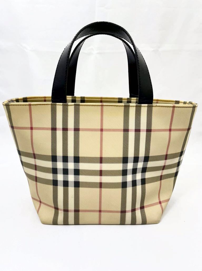 バーバリー　ハンドバッグ ベージュ×チェック　PVC 美品　レディース　カバン　トートバッグ　BURBERRY ビジネスバック