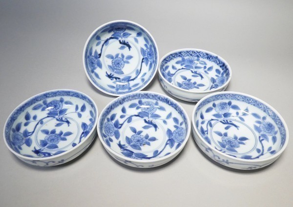 古伊万里　花の図　小膾皿　小皿　5枚　［NO.L3-2622］